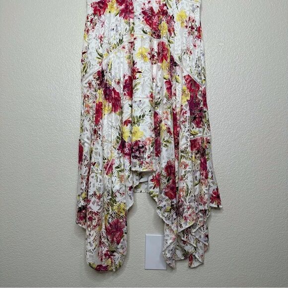 Taylor Floral-Print Lace Handkerchief-Hem Dress, Size 14 - Picture 5 of 13